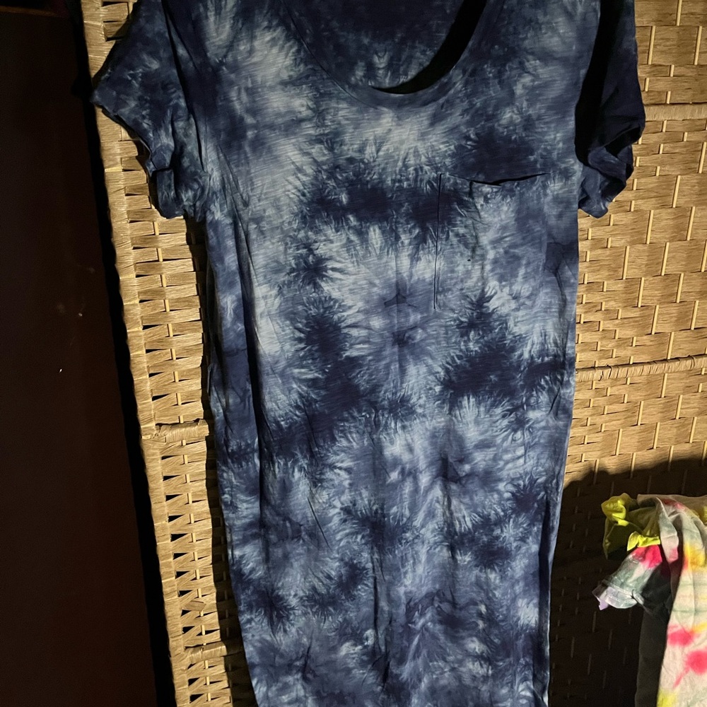 Blue Tie-Dye T-Shirt Dress